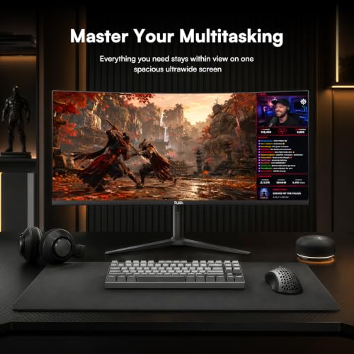 Image of 34 Inch Curved Gaming Computer Monitor with 180Hz Refresh Rate, WQHD 3440x1440, 127% sRGB, FreeSync,1500R Curvature & 178 Viewing Angle, Height Adjustable Base for Gaming, Business