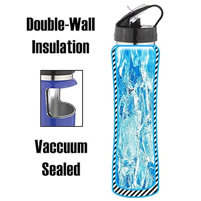 Zero Degree 18 OZ PURPLE Stainless Steel Water Bottle w/Straw and Leak Proof Lid, Vacuum Insulated Double Wall Sport Bottle Keeps Drinks Cold for 12 Hours - 18oz (PURPLE)