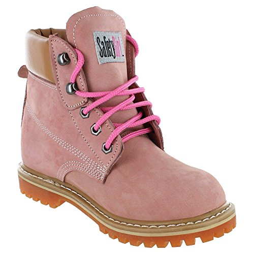 Women’s Work Boots | Waterproof Leather Work Boots for Women | Oil & Slip-Resistant Soft Toe Boots for Women | Premium Nubuck Leather | Lightweight and Comfortable | Pink Leather - 6.5W2