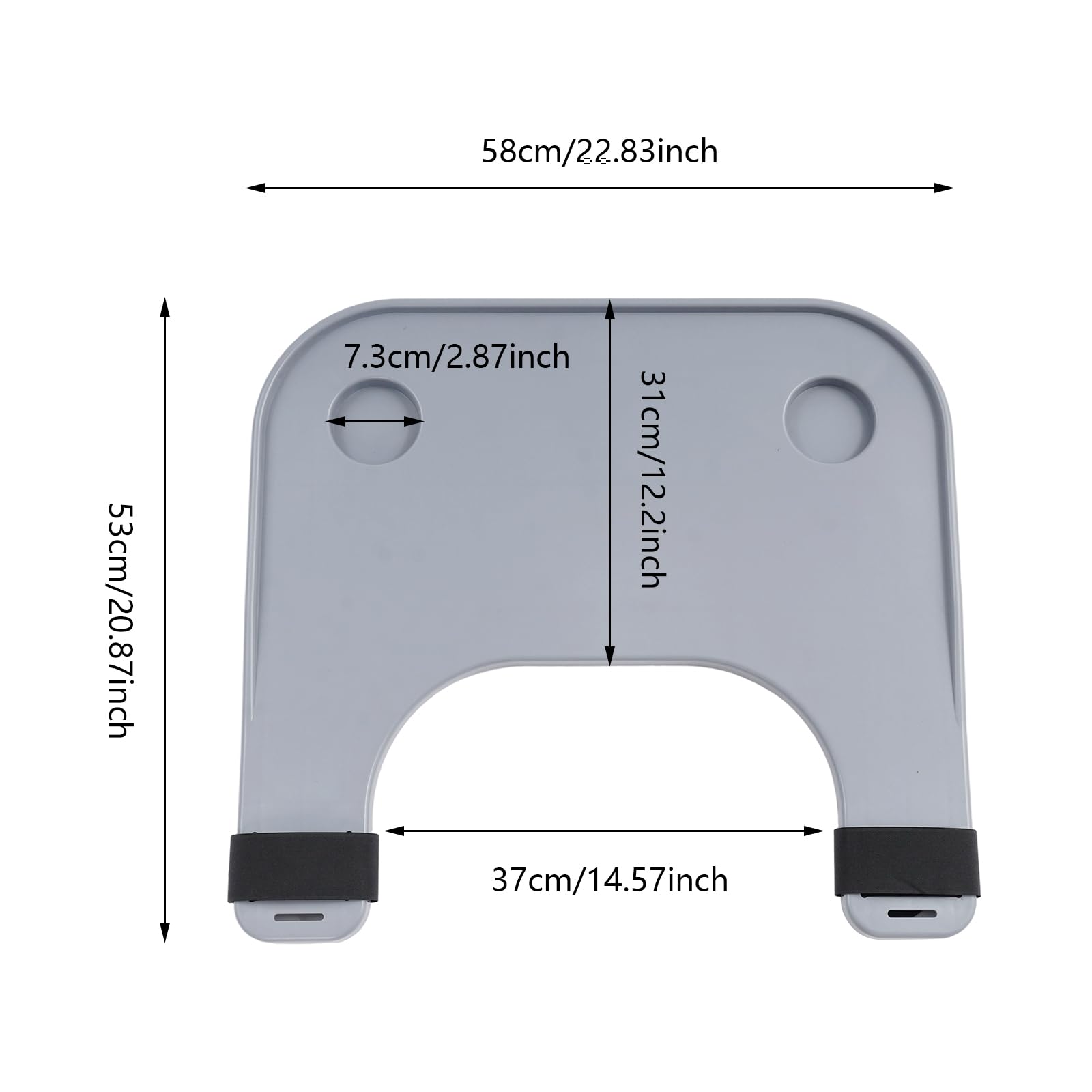 Mesa para silla de ruedas extraíble, bandeja para silla de ruedas con soporte para bebidas, bandeja de comedor y trabajo, antideslizante, fácil fijación, para personas mayores, cuidado, ayuda a la