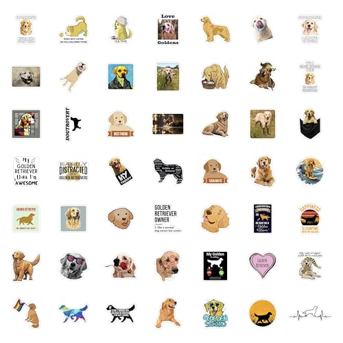 Image of 100Pcs Golden Retriever Stickers for Water Bottle and Laptop - Golden Retriever Party Favors & Decorations, Waterproof Vinyl Decals, Cute Dog and Pet Stickers, Gifts for Women & Men