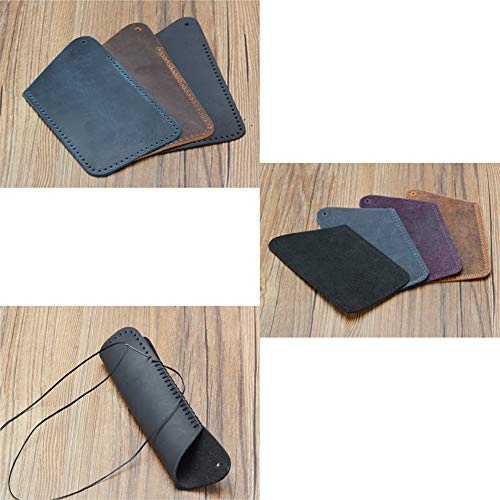 Image of Handmade Leather Double Pen Case Crazy Horse Leather Fountain Pen Pouch Protective Sleeve Cover