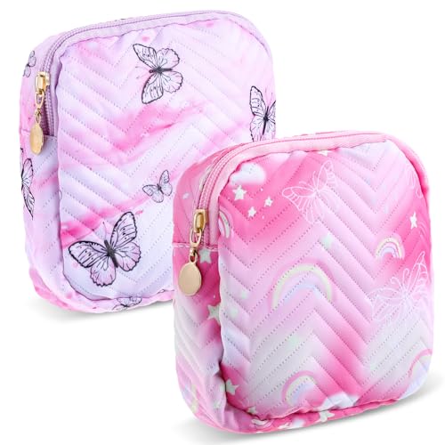 Grazioso tampone 2 pezzi per rilegatura periodica con chiusura lampo portatile per ragazze e donne rosa