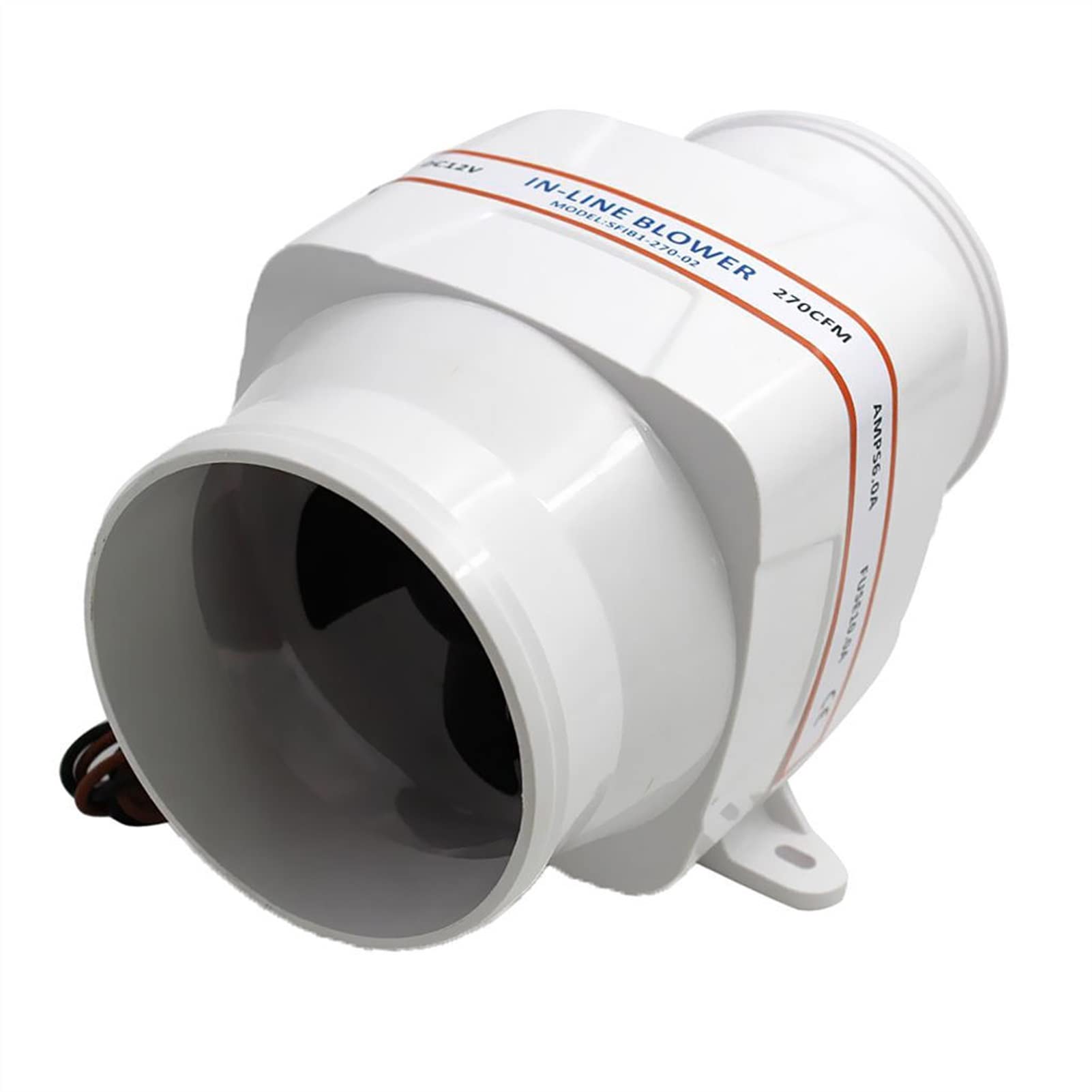 Ventilador de sentina en línea 4" y 100 mm, 12 voltios, 270