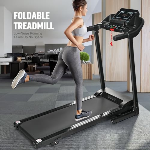 Image of Treadmills for Home Folding Electric Treadmill Portable Treadmills Walking Running Exercise Machine with Multiple Led Display Home & Office Workout Cardio Fitness Machine Black Handdrills