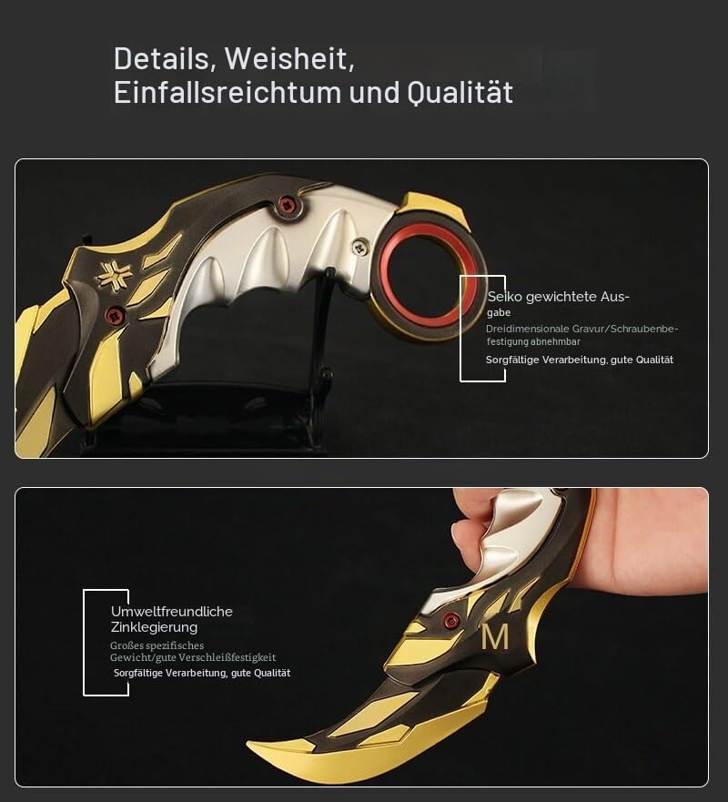 UGLYAF Valorant Karambit Messer Champion Set Valorant Krallenmesser Modell (Schwarz)