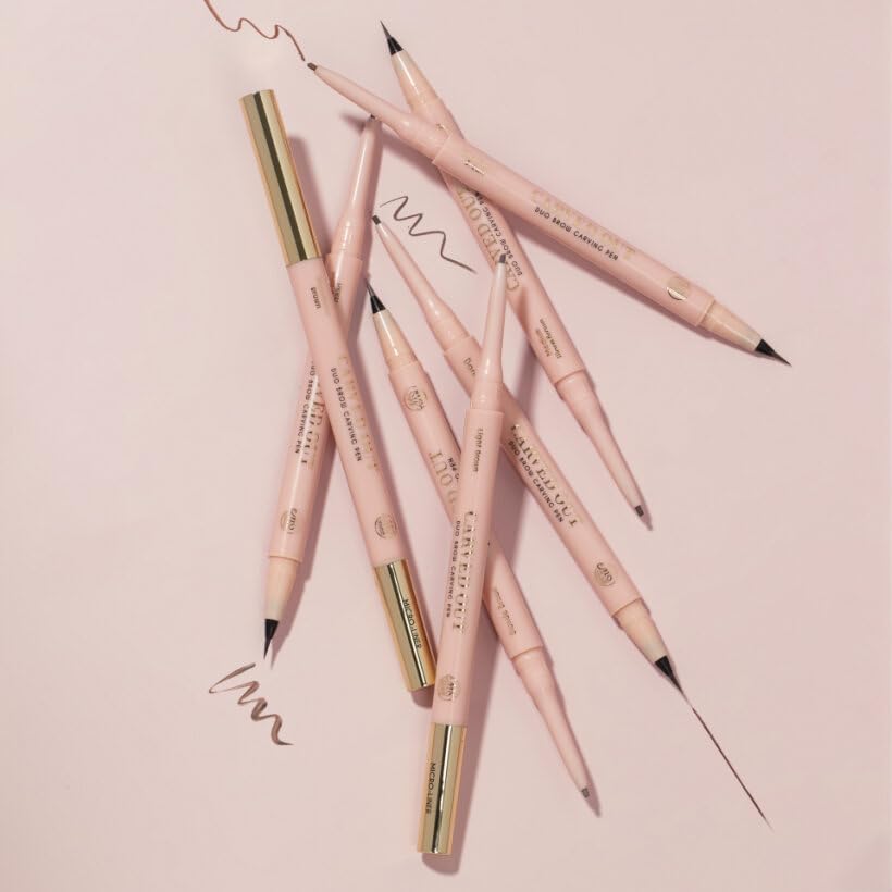 BPerfect x Mrs Glam, Carved Out Duo Brow Carving Pen, 2-in-1 Brow Crayon & Micro-Liner, Shade: 03 Strawberry Brown - Image 4