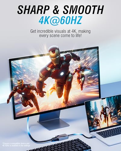 Image of SABRENT, HDMI to USB C Adapter, USBC to HDMI Adapter 4K 60Hz, Thunderbolt Compatible for MacBook Pro /Air, iPhone 15 /16, S23 /24, Laptops, Tablets, Aluminum Design (DA-CH4K)