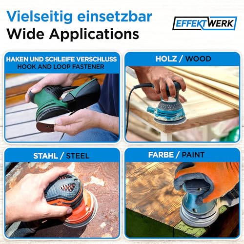 Effektwerk Schleifpapier 125mm für Exzenterschleifer, 60 Stück