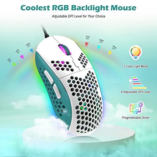 Image of ZIYOU LANG RK-T8PR0 Wired 65% Mechanical Gaming Keyboard and Mouse Combo with RGB LED Backlit Anti-ghosting TKL Mini 68 Key Coiled C to A Cable Tactile Blue Switch for PS4 PS5 Xbox PC Mac Gamer(Green)