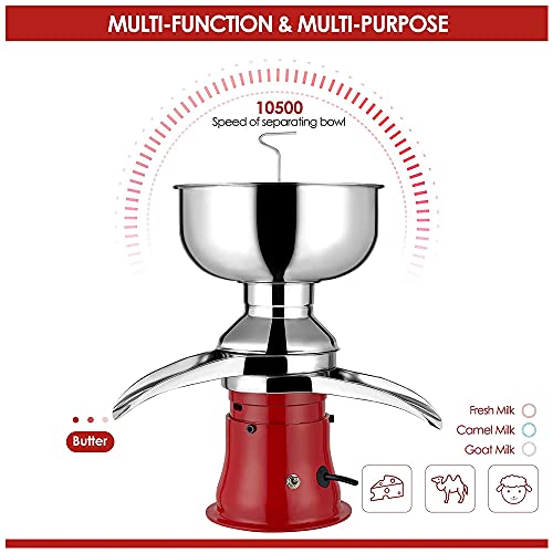 Separatore di latte elettrico, estrattore crema 50L/H per allevamenti lattiero-caseari, portatile ad alto rendimento 9800rpm per burro fresco e produzione di formaggio