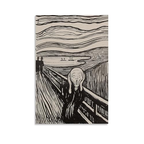 Edvard Munch 1895 The Scream Poster - Expressionist Wall Art Featuring Iconic Screaming Figure And Turbulent Landscape Painting On Canvas Wall Art Scroll Picture Print Living Room Walls Decor Homes Un