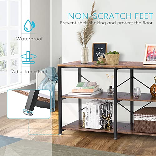 Vivohome 55 Inch Narrow Console Table, Industrial Sofa Table Behind Couch With 3-Tier Storage Shelves, Metal Frame, Easy Assembly, For Entryway, Hallway, Living Room #TOP4