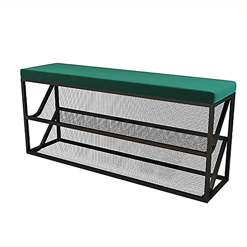 YHKJLYH Banco Zapatero de Entrada con cómodo cojín, Zapatero de Malla metálica de Tres Niveles, Organizador de Zapatos, Moderno Banco Zapatero para Pasillo, Mueble de Entrada, F-Terciopelo, 80 x 25