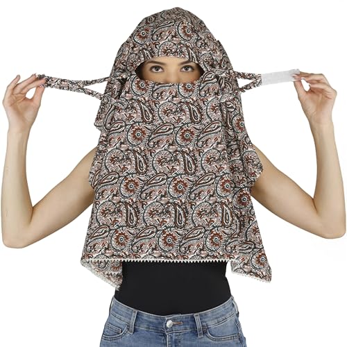Image of Scarf Face Cover Mask Sun Protection Hair,Head, Neck, Nose Safety Head Wrap Scarf For Women Girls Daily Use Dupatta Hijab Double Layer Cotton Printed Kalamkari