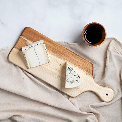 Villa Acacia Wooden Cutting Board - 17 x 6 Inch Wood Board Serving Tray for Bread and Cheese with Handle - Decorative Charcuterie Boards for New Home, Wedding Gift Villa Acacia Wooden Cutting Board - 17 x 6 Inch Wood Board Serving Tray for Bread and Cheese with Handle - Decorative Charcuterie Boards for New Home, Wedding Gift