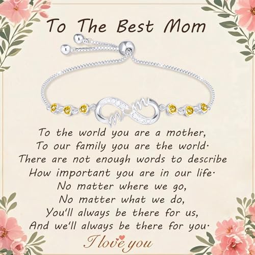 Gifts for Mom Silver Bracelets for Mothers day Birthday Thanksgiving Christmas Gifts from Son Daughters
