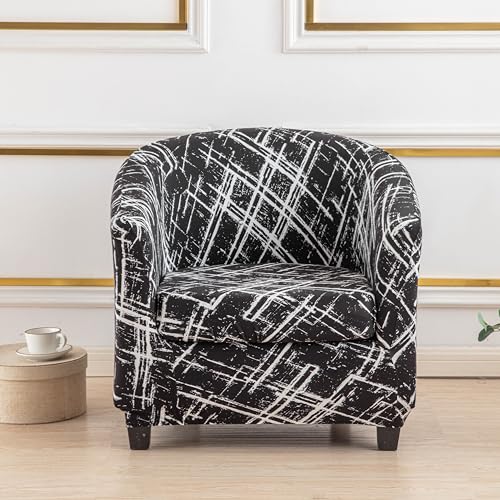 BSYMDH 2 Piece Club Chair Slipcover Printed Tub Chair Slipcover Stretch Armchair Cover Sofa Cover Printed Round Barrel Swivel Chair Covers Couch Covers with Elastic Bottom for Bar Living Room,04