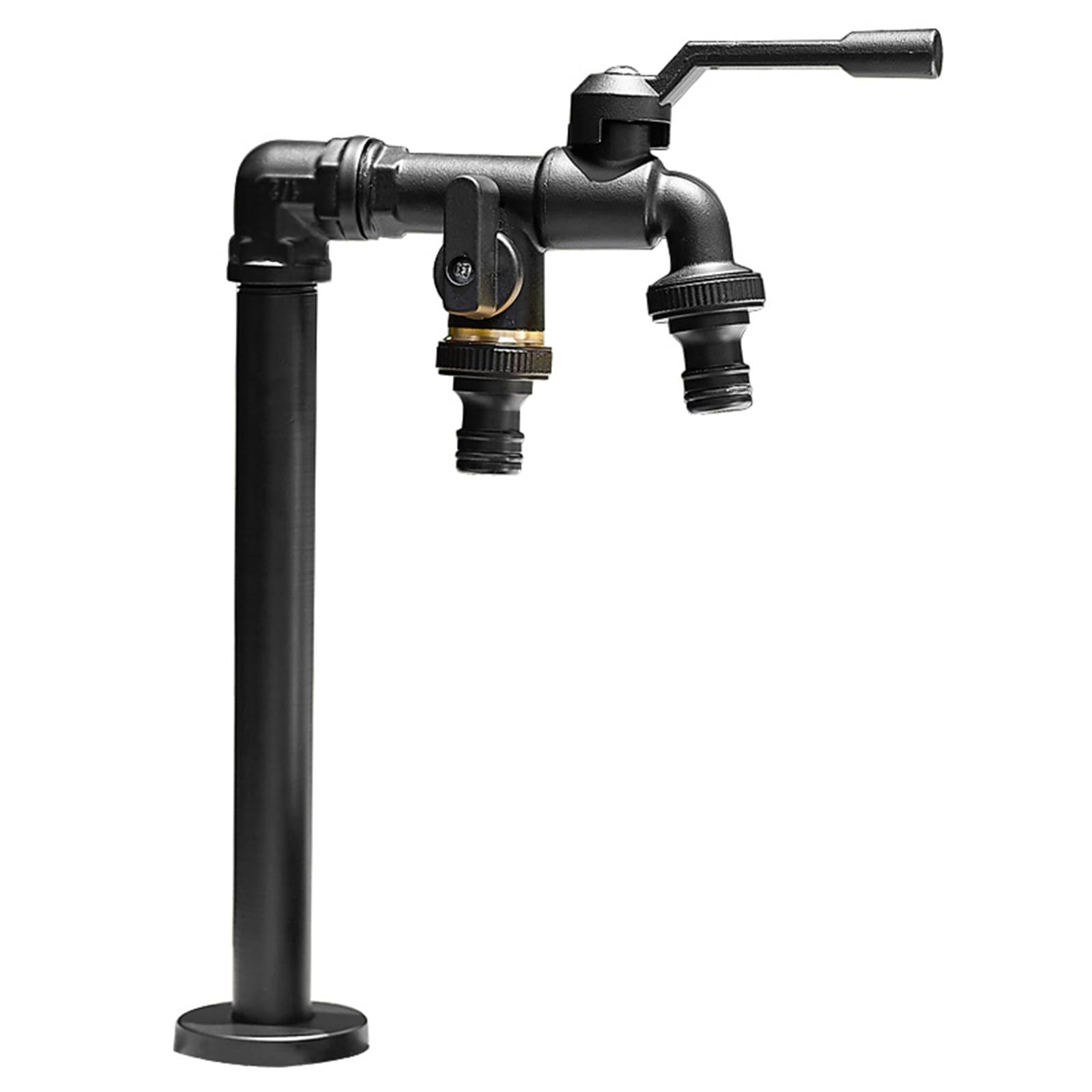 Columna de Agua de Jardín de Cobre con Doble Salida, Grifo Vertical Exterior Resistente al Frío y A Las Heladas, Fuente Jardin Exterior(Black,32CM/13IN)