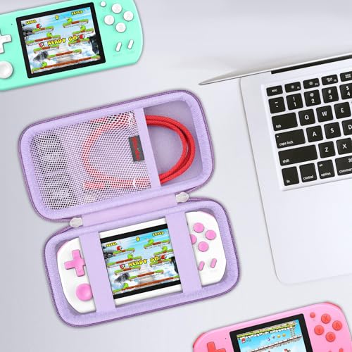 Elonbo Carrying Case for TEBIYOU/ Great Boy/ Beico Handheld Game Console Retro Video Games, Portable Gaming Player Travel Storage Cover, Mini Arcade Electronic Toy Holder Bag, Purple