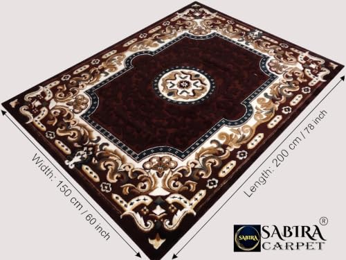 Image of SABIRA Carpet (Size-150x200 Cm / 60x78 in) Modern Floral Area Rug Large Carpet for Living Room, Bedroom & Dining Room, Washable, Non-Slip, (Borwn Color)