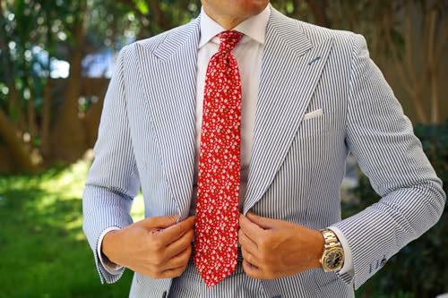 Image of OTAA Floral Necktie Casual Ties for Men - Perfect Neck Tie for Groomsmen Wedding Ties or Formal Occasions