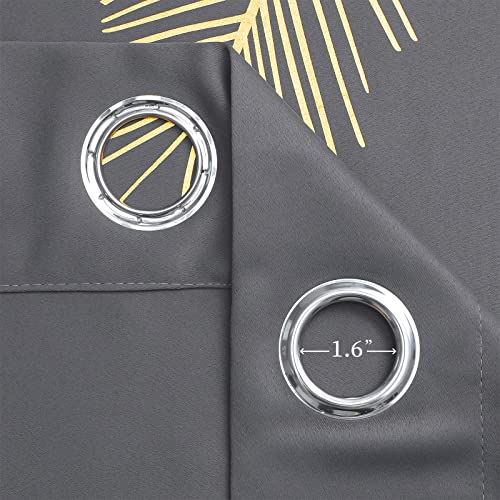 Estelar Textiler Blackout Curtains & Drapes 84 Inches Length 2 Panels Set For Living Room With Gold Palm Leaf Drapes For Bedroom, 52Wx84L, Dark Grey, 1Pair #TOP7