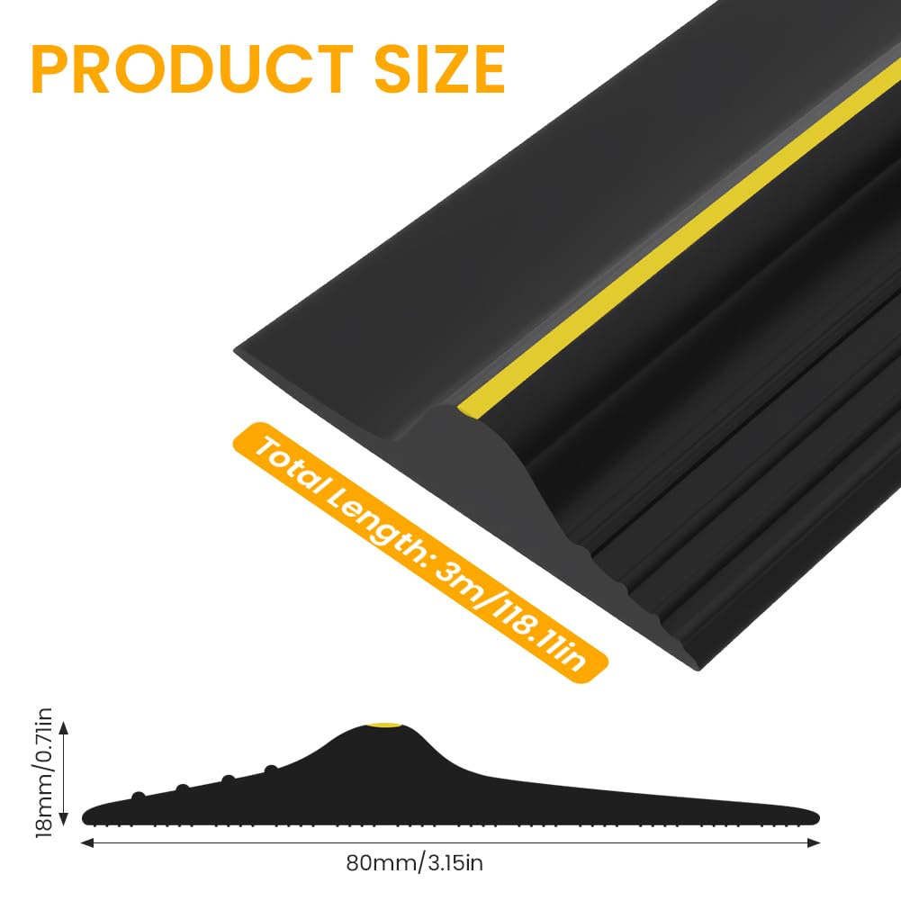 Guarnizione Soglia Porta Garage, 80mmx18mm×3m Guarnizione Inferiore in Gomma, con 12 Viti, Door Floor Seal Strip Ideale, per Porte Garage e Magazzin, Blocca Sporco Foglie Agenti Atmosferici