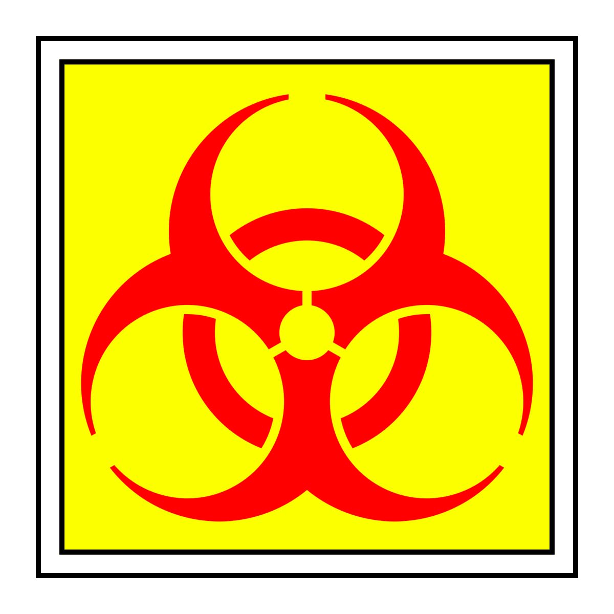 AzQuest Biological Hazard (Biohazard) Risk Warning Triangle Sticker Sign | Peel and Stick Self Adhesive Waterproof Warning Decal | 4 inches | AZQ 365 (Pack of 4)