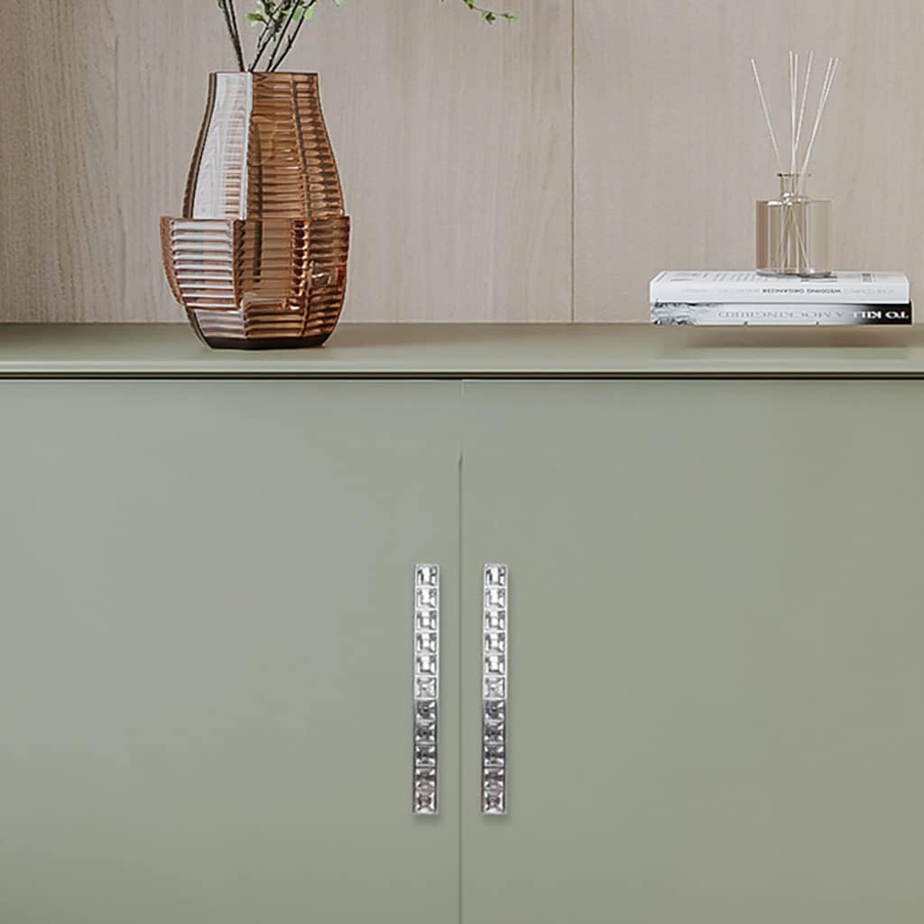 10 Pack Large U Shape Diamond Crystal Glass Cabinet Pulls Knobs Handles,Modern Decorated Shiny Dresser Drawer Pulls Handles for Cupboard Wardrobe Dresser (5" Hole Centers, 10 Pack)
