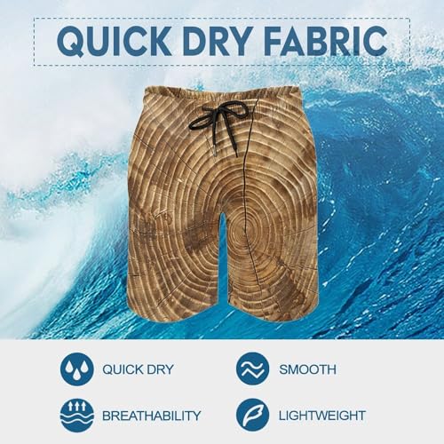 Men's Wood Grain Texture Swim Trunks, Quick-Dry Beach Shorts, Bathing Suit with Mesh Lining and Pocket 7
