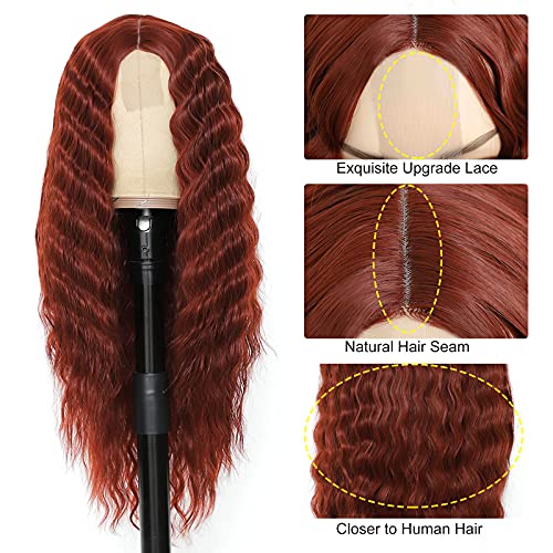 Clione Long Deep Wave Wig 28 Inch Synthetic Curly Wigs 4 Inch Fake Scalp Curly Lace Front Wigs For Women Natural Crimps Curls thumb #3