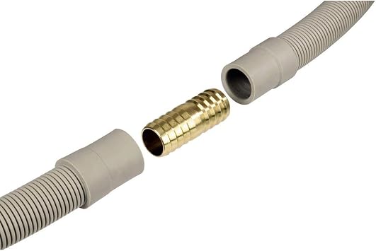 Xavax Hose Connector with Clamps (Brass, for Washing Machine and Dishwasher Drain Hoses, Drain Hose Connector) Silver/Gold