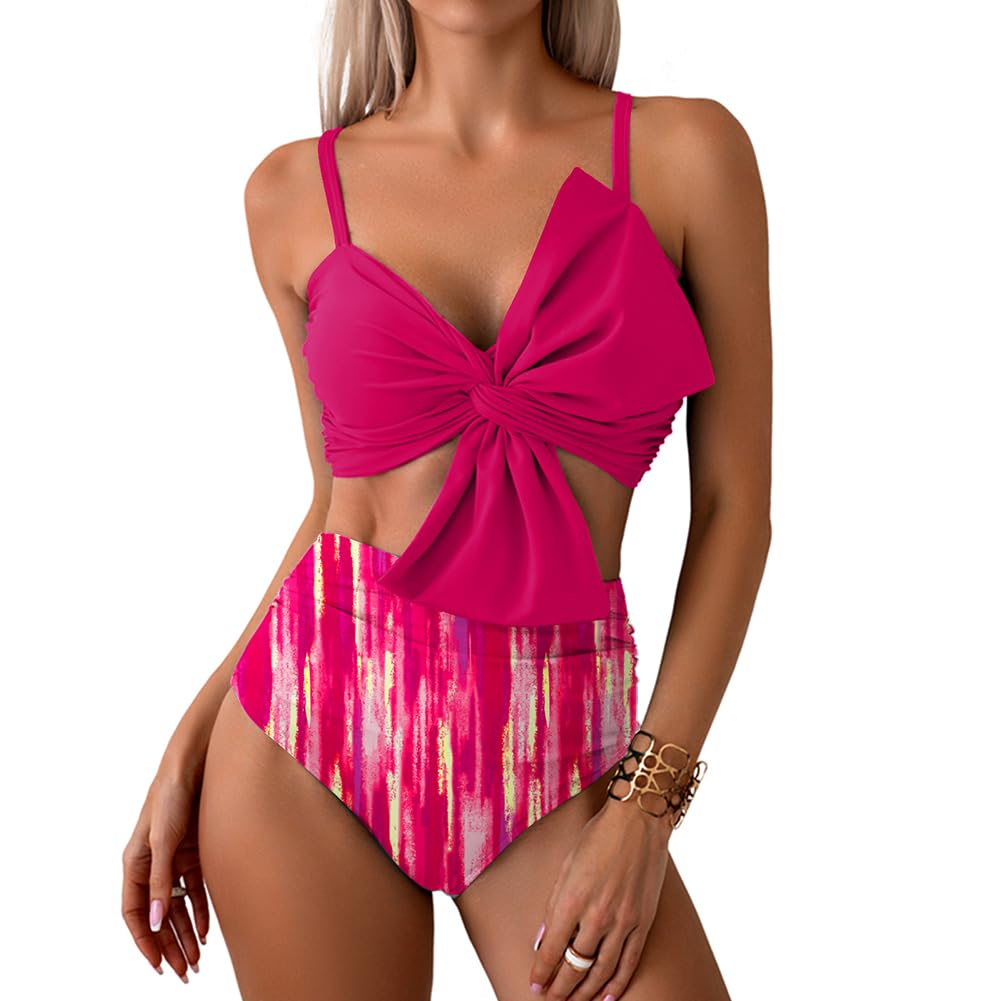 XYFfybhsd Swimwear High Waist Sexy Swimsuit Women Bathing Suits Beachwear Two-piece Bikinis Set(Size:M,Color:Pink)