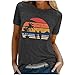 Blusa de verano estampada de manga corta para surf o playa, camiseta para mujer, blusa verde para mujer, camiseta de manga larga, gris oscuro, XL
