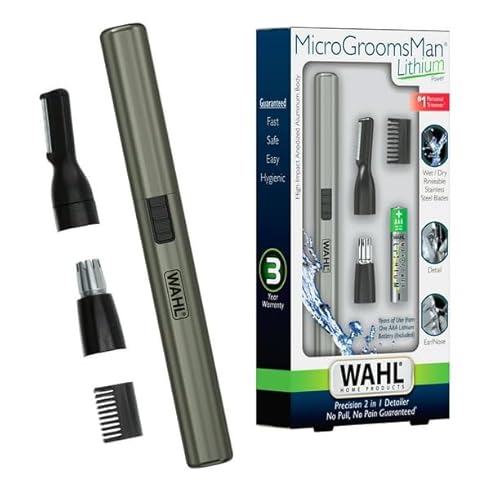 Micro Groomsman Lithium Battery Face & Body Detail Hair Trimmer for Men 5640-1101, Stainless Steel Blade, Detail Trimmer for Necklines, Sideburns and Eyebrows