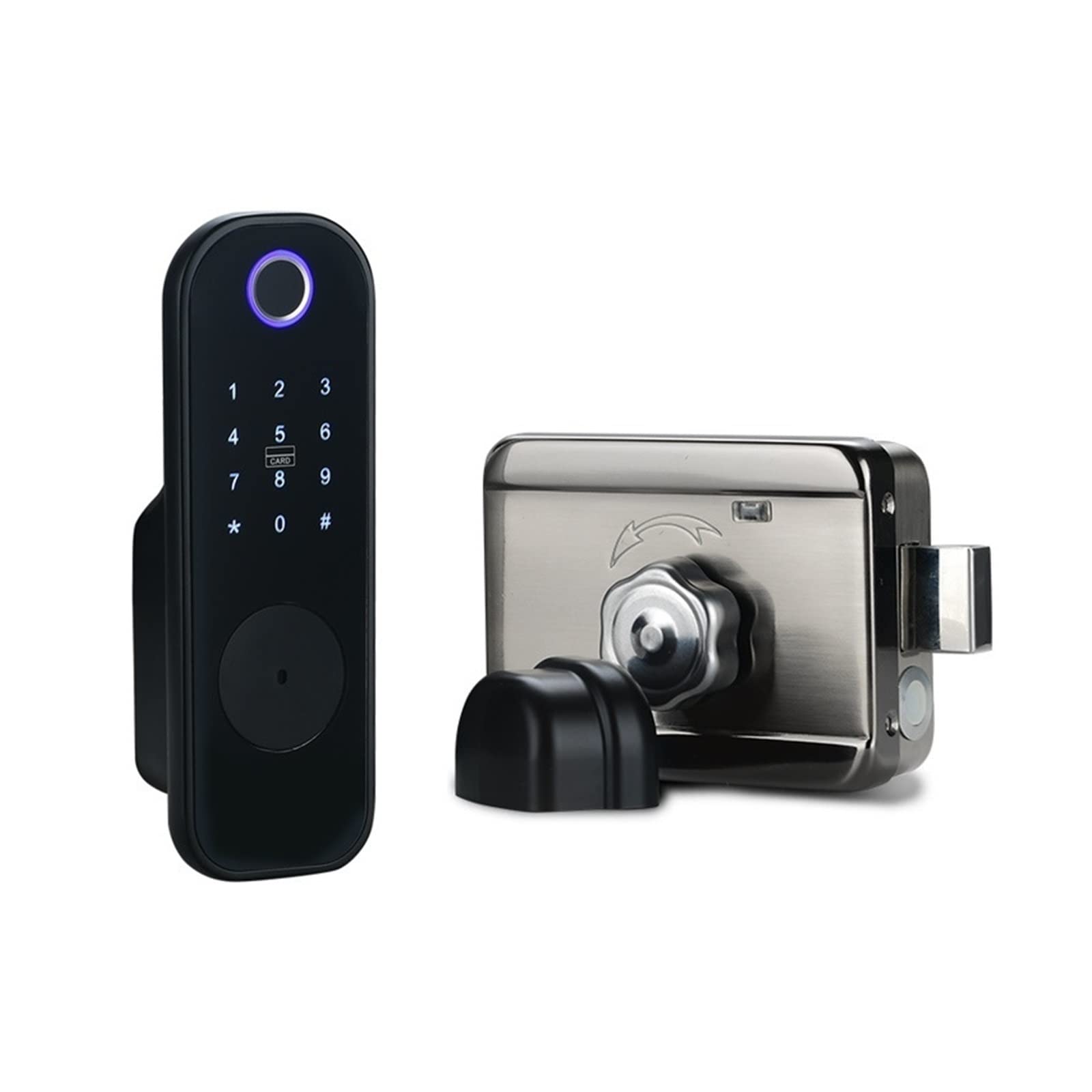 Serrure de porte d’empreinte digitale élégante et connectée en finition argent