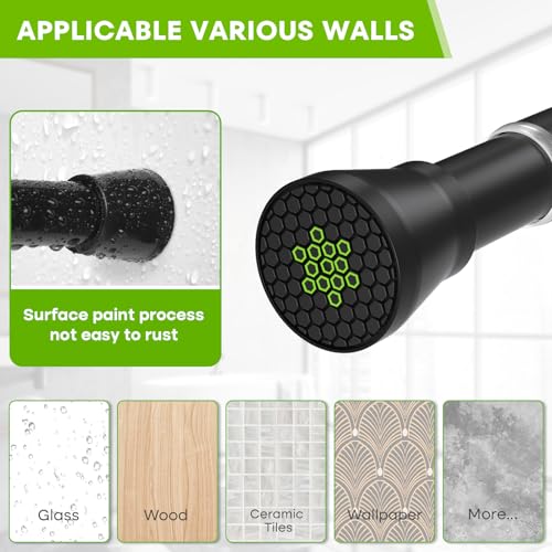 Image of Shower Curtain Rod 30-64 inch 2Pack Shower Adjustable Curtain Rod No Drilling Expandable Spring Pressure Rod Spring Curtain Rods for Bathroom Windows