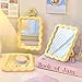 CCREDONE Wave Shaped Table Desk Vanity Makeup Mirror Portable Folding Cute Travel Make Up Mirror for Standing Hanging 6.7X5.3 Inch Home Decoration (Yellow)