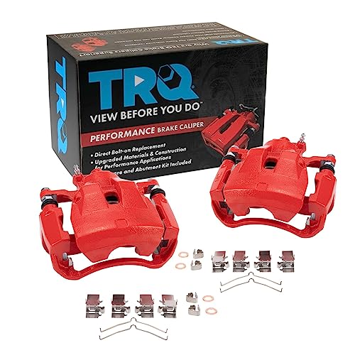 Image of TRQ Front Brake Caliper Set Painted Red Brackets Compatible with 2012-2018 Toyota Avalon 2012-2017 Camry 2016-2018 Lexus ES350