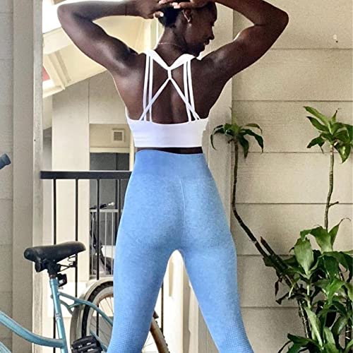 Aoxjox Women's Workout Ribbed Seamless Sports Bras Fitness Running Yoga Crop Tank Top (White, Medium) #TOP1