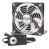IP67 Waterproof Small 12V Variable Speed Computer Fan with AC Plug, KEYFANCLUB 110V 120V 220V AC Powered Ventilation Exhaust Fan for Receiver Terrarium Biltong Box Grow Tent Cabinet Cooling