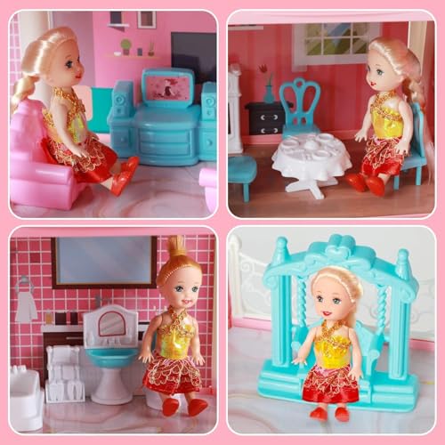 Image of Doll House for Girls Toddlers 4 Story 10 Rooms Playhouse with Dolls Toy Figures, Furnitures, Accessories, Doll House Toys Gift for Kids Gift for for 3 4 5 6 7 8 9 10 Year Old (Standard Edition)