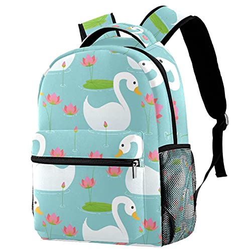 Sac à dos de voyage imprimé fleur de lotus et cygne avec poches
