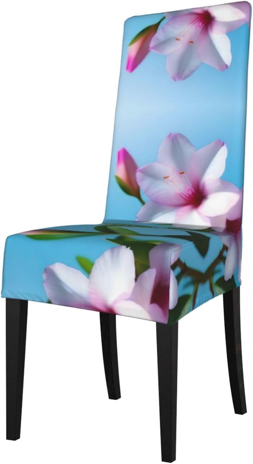 Budding Rhododendron Prints Protection Cover for Dining Chair - Stretchable Chair Throw Covers for Dining Room, Hotel Event Party