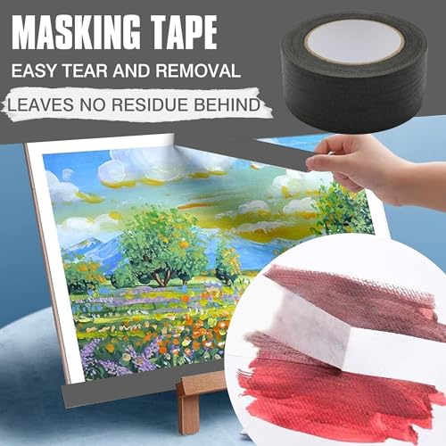 Image of Black Painters Tape 2 inch Wide, Black Masking Tape 2 inch x 55 Yards Paper Tape for Arts DIY Crafts Painting Labeling Decoration School Projects Home Office
