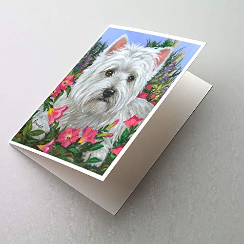 Caroline's Treasures PPP3221GCA7P Westie Petunia Greeting Cards and Envelopes Pack of 8 Blank Cards with Envelopes Whimsical A7 Size 5x7 Blank Note Cards