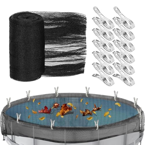 Filet À Feuilles pour Piscine, Couverture Filet De Feuille pour Piscine, Filet De Piscine avec 12 Attaches, pour Spa Extérieur Jardin Patio Exterieur