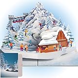 PACKLIST® 3D Pop-Up Karte Ski & Berge – Originelle Gutscheinverpackung für Skiurlaub & Skipass – Handgefertigte Glückwunschkarte für Skifahrer & Wintersportler – Inkl. Umschlag & Notizkarte