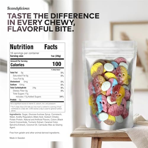 Image of Bubs Swedish Candy Mix - Skulls Ovals 0.5 LB of Fizzy, Fruity, Sweet & Sour Scandinavian Treats